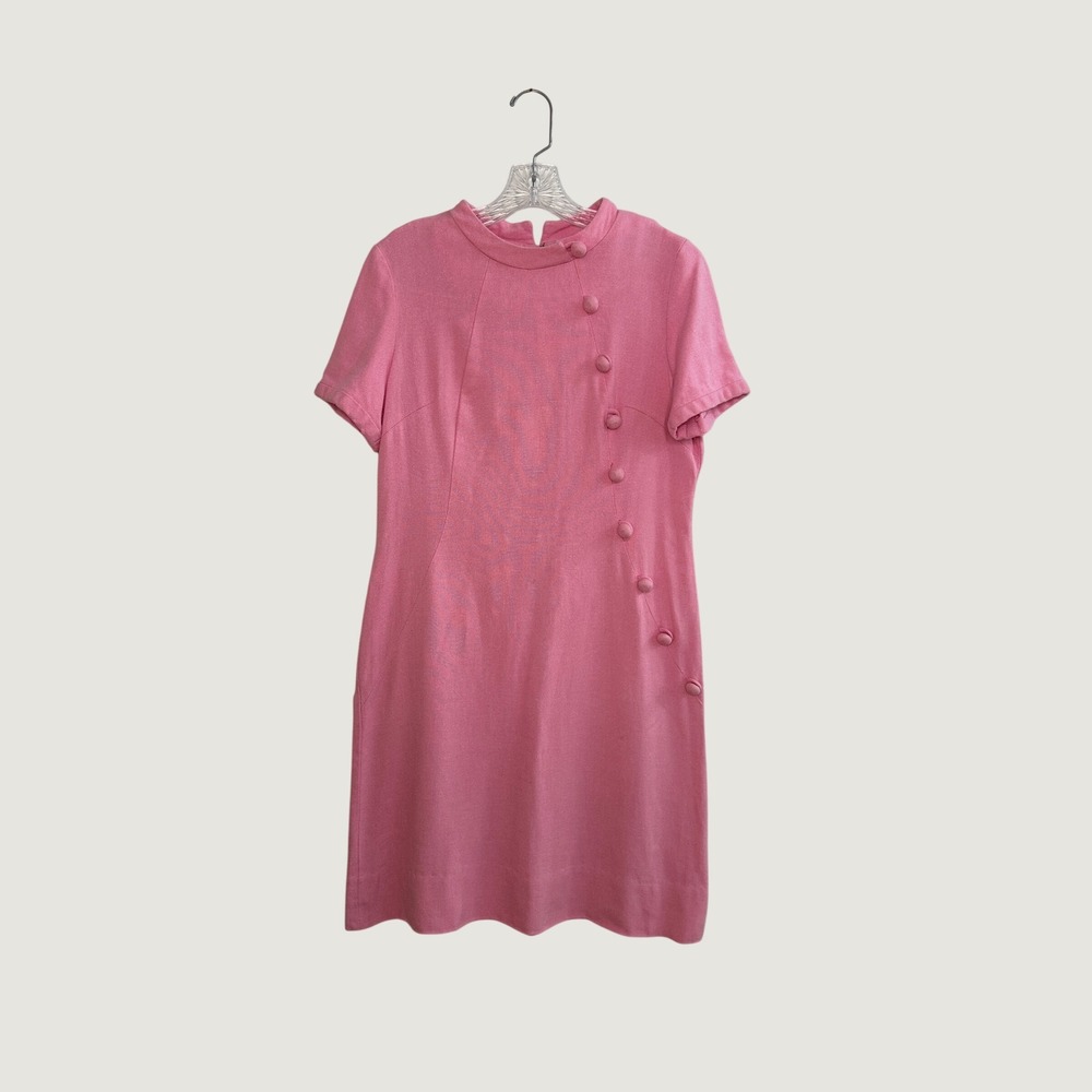 Women's 1960's Wilshire by Boston Light Bubblegum Pink Linen Blend Dress